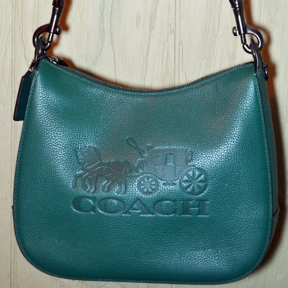 Coach Jes Hobo Horse Carriage Logo Leather Shoulder Bag EUC